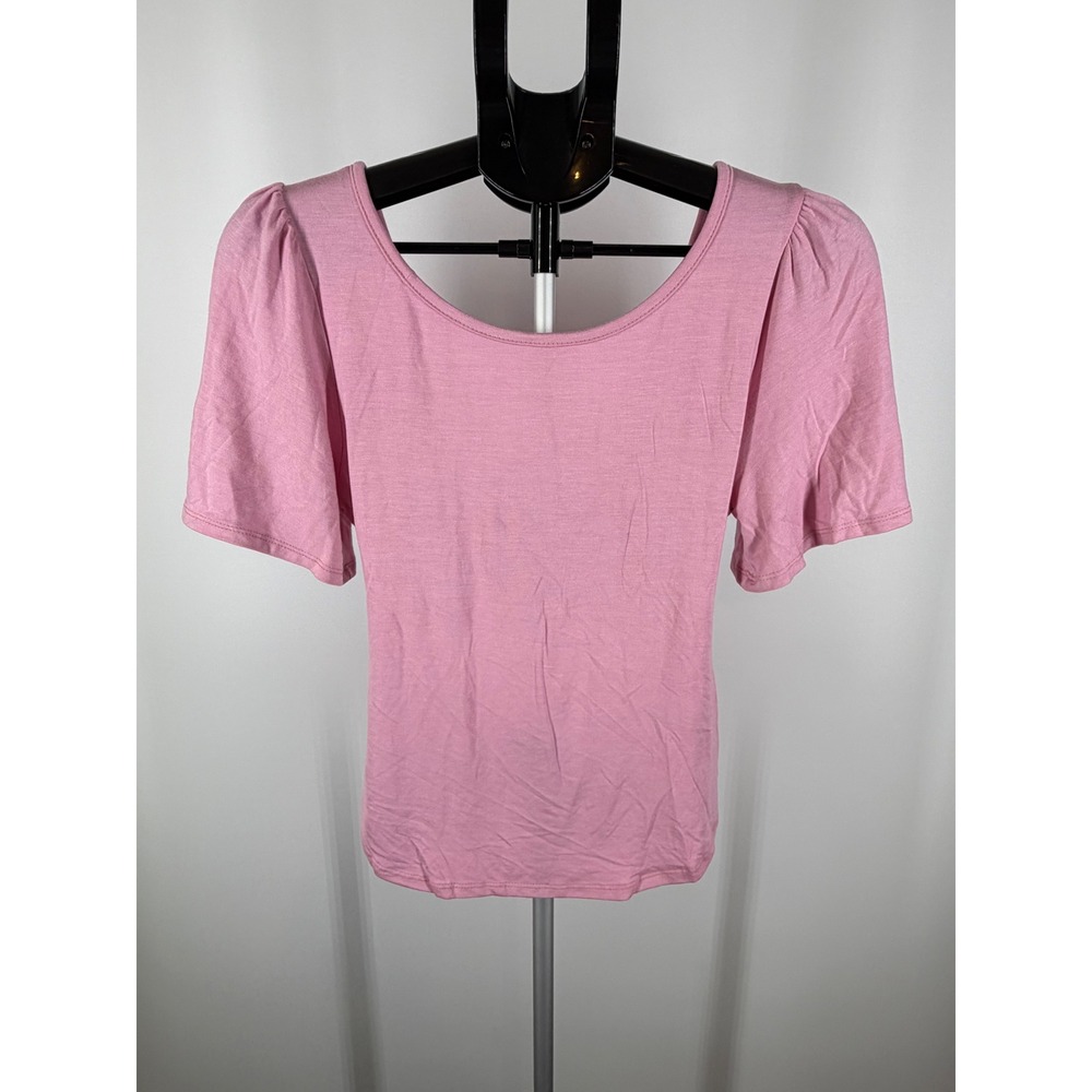BiBi Pink Twist Front Cutout Puff Sleeve Top Medium